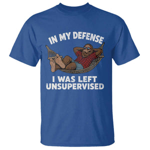 In My Defense I Was Left Unsupervised Funny Bigfoot T Shirt TS11 Royal Blue Print Your Wear