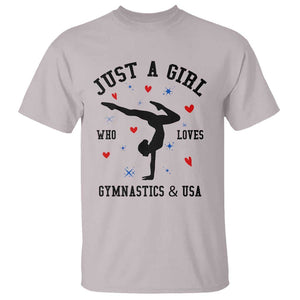 Just A Girl Who Loves Gymnastics And USA T Shirt Support Sport Gymnast TS11 Ice Gray Print Your Wear