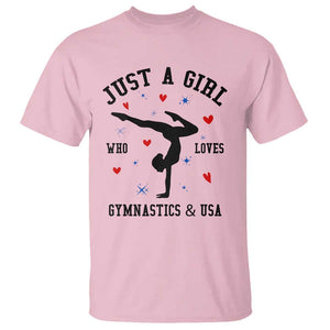 Just A Girl Who Loves Gymnastics And USA T Shirt Support Sport Gymnast TS11 Light Pink Print Your Wear