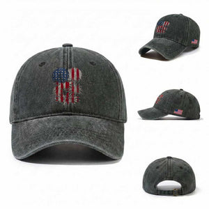 Funny American Fireworks Patriotic July 4th US Flag Washed Cotton Baseball Cap TS11 Washed Cap Universal Fit Dark Green Print Your Wear