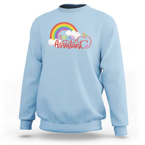 Teacher Assistant Sweatshirt Back To School Rainbow Apple Cloud TS11 Light Blue Print Your Wear