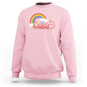 Teacher Assistant Sweatshirt Back To School Rainbow Apple Cloud TS11 Light Pink Print Your Wear