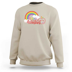 Teacher Assistant Sweatshirt Back To School Rainbow Apple Cloud TS11 Sand Print Your Wear