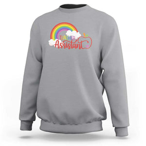 Teacher Assistant Sweatshirt Back To School Rainbow Apple Cloud TS11 Sport Gray Print Your Wear