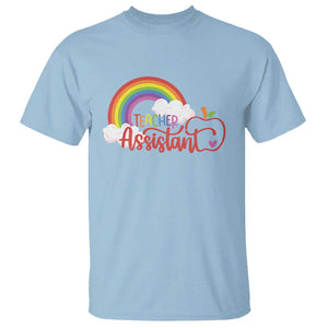 Teacher Assistant T Shirt Back To School Rainbow Apple Cloud TS11 Light Blue Print Your Wear