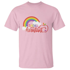 Teacher Assistant T Shirt Back To School Rainbow Apple Cloud TS11 Light Pink Print Your Wear