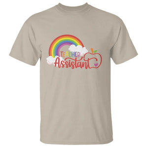 Teacher Assistant T Shirt Back To School Rainbow Apple Cloud TS11 Sand Print Your Wear