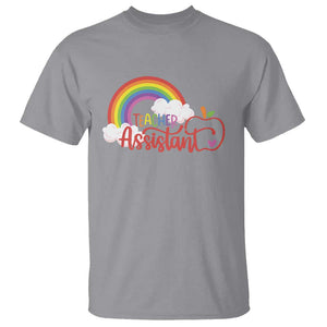 Teacher Assistant T Shirt Back To School Rainbow Apple Cloud TS11 Sport Gray Print Your Wear