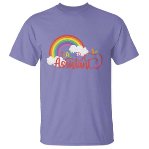 Teacher Assistant T Shirt Back To School Rainbow Apple Cloud TS11 Violet Print Your Wear