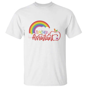 Teacher Assistant T Shirt Back To School Rainbow Apple Cloud TS11 White Print Your Wear