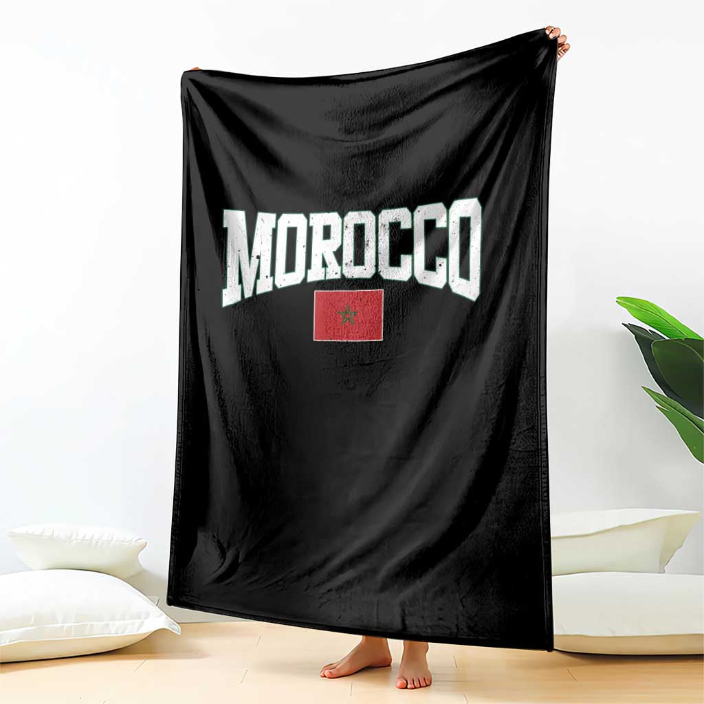 Morocco Football Throwback Design Vintage Moroccan Flag Jersey Style Throw Blanket TS11 Print Your Wear