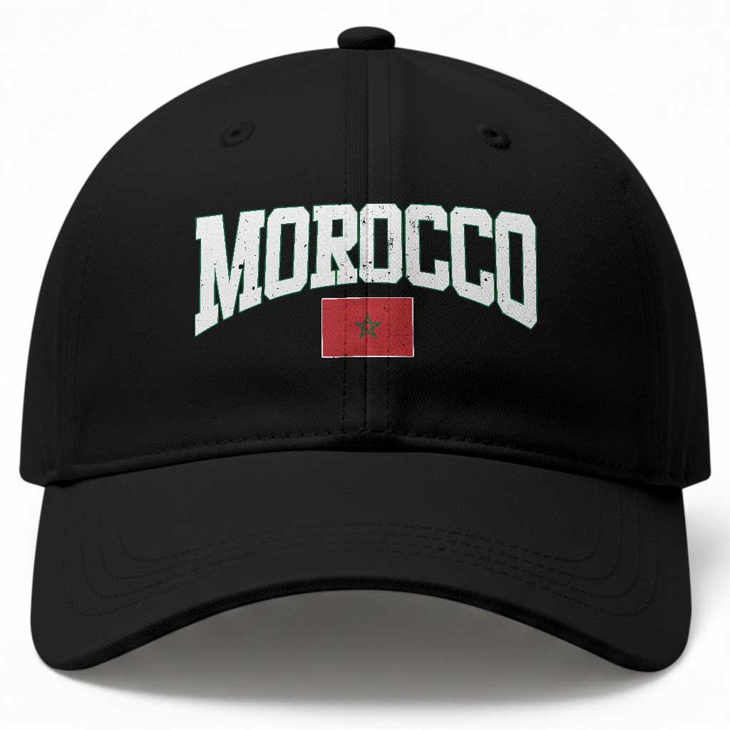 Morocco Football Throwback Design Vintage Moroccan Flag Jersey Style Baseball Cap TS11 Print Your Wear