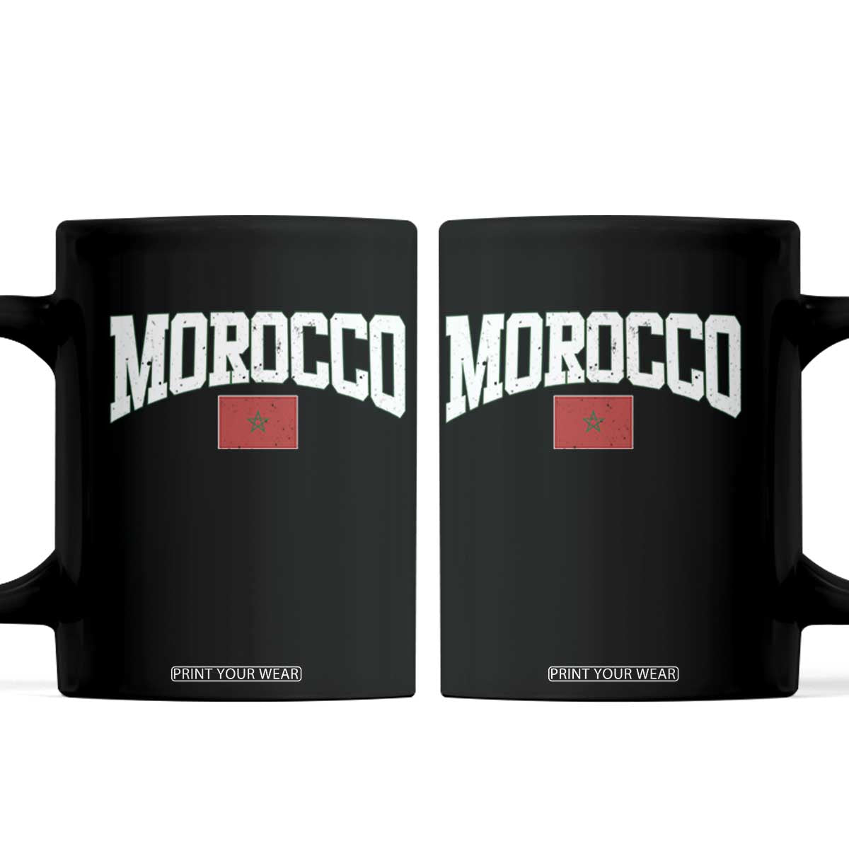 Morocco Football Throwback Design Vintage Moroccan Flag Jersey Style Coffee Mug TS11 Black Print Your Wear