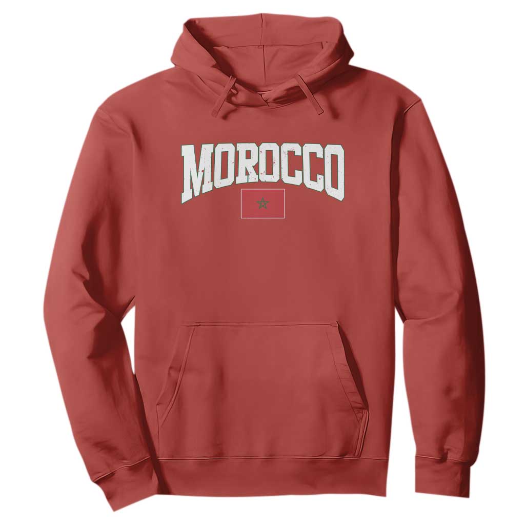 Morocco Football Throwback Design Vintage Moroccan Flag Jersey Style Hoodie TS11 Red Print Your Wear