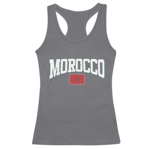 Morocco Football Throwback Design Vintage Moroccan Flag Jersey Style Racerback Tank Top TS11 Charcoal Print Your Wear