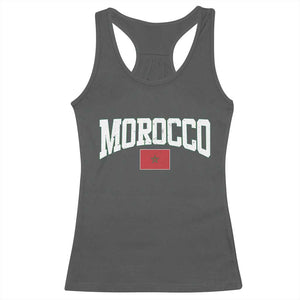 Morocco Football Throwback Design Vintage Moroccan Flag Jersey Style Racerback Tank Top TS11 Dark Heather Print Your Wear