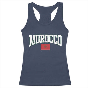 Morocco Football Throwback Design Vintage Moroccan Flag Jersey Style Racerback Tank Top TS11 Navy Print Your Wear
