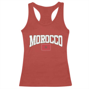 Morocco Football Throwback Design Vintage Moroccan Flag Jersey Style Racerback Tank Top TS11 Red Print Your Wear