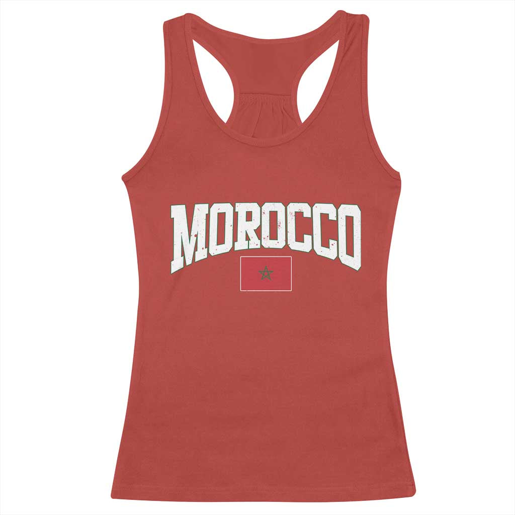 Morocco Football Throwback Design Vintage Moroccan Flag Jersey Style Racerback Tank Top TS11 Red Print Your Wear