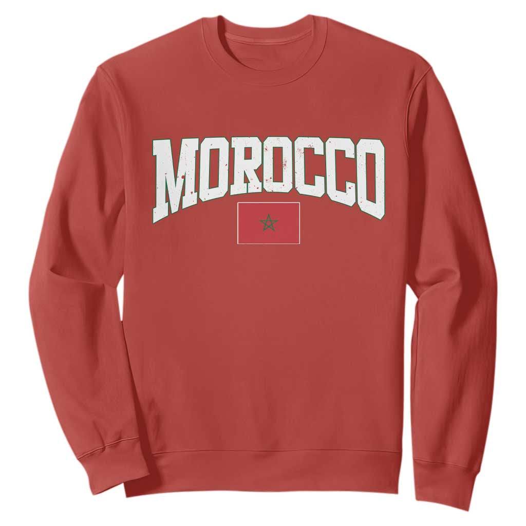 Morocco Football Throwback Design Vintage Moroccan Flag Jersey Style Sweatshirt TS11 Red Print Your Wear