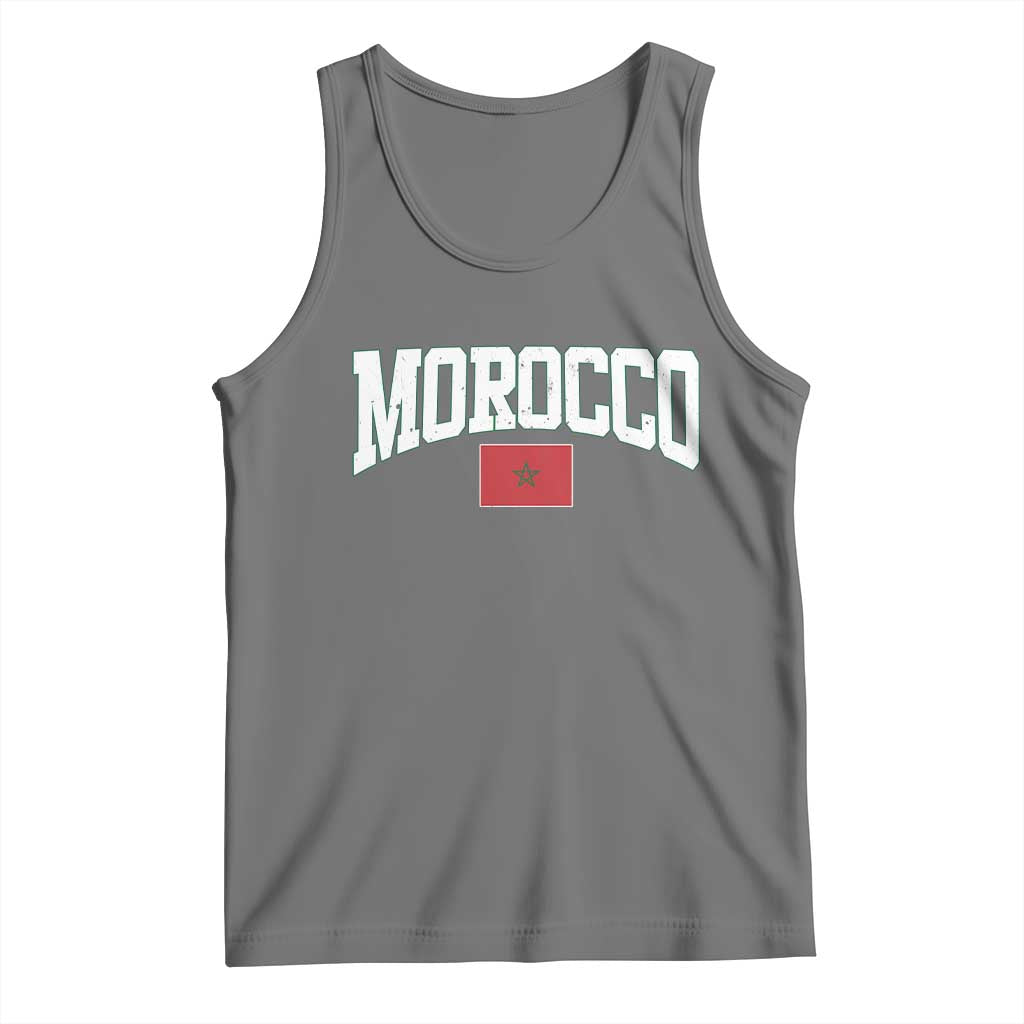 Morocco Football Throwback Design Vintage Moroccan Flag Jersey Style Tank Top TS11 Black Heather Print Your Wear