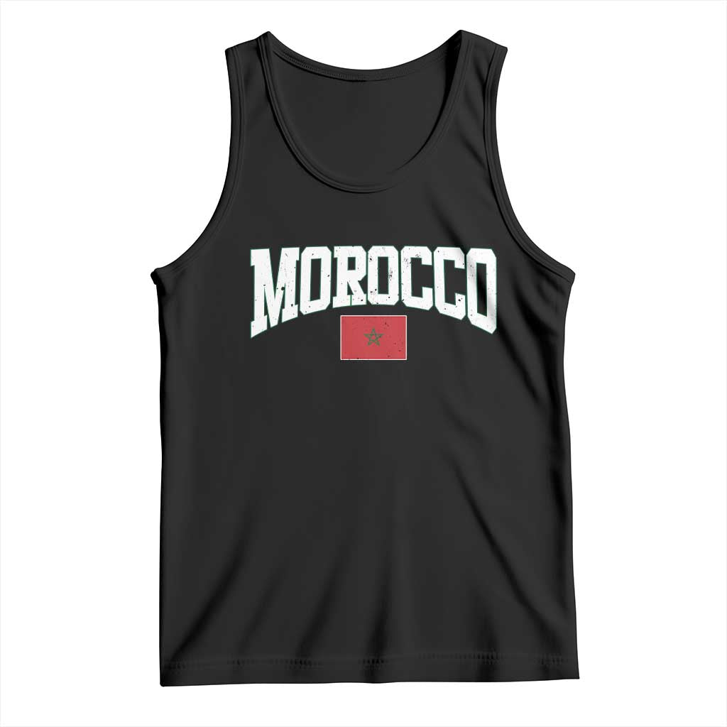 Morocco Football Throwback Design Vintage Moroccan Flag Jersey Style Tank Top TS11 Black Print Your Wear