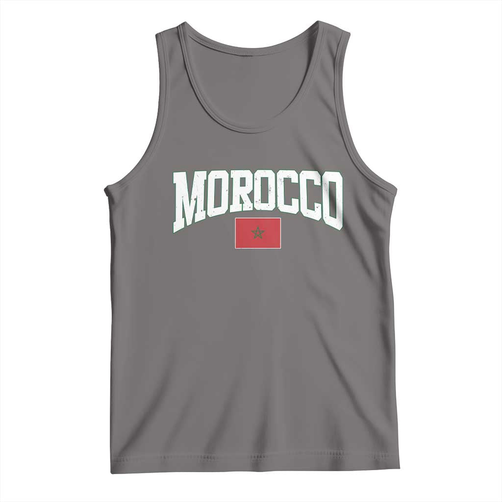 Morocco Football Throwback Design Vintage Moroccan Flag Jersey Style Tank Top TS11 Deep Heather Print Your Wear