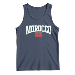 Morocco Football Throwback Design Vintage Moroccan Flag Jersey Style Tank Top TS11 Navy Print Your Wear