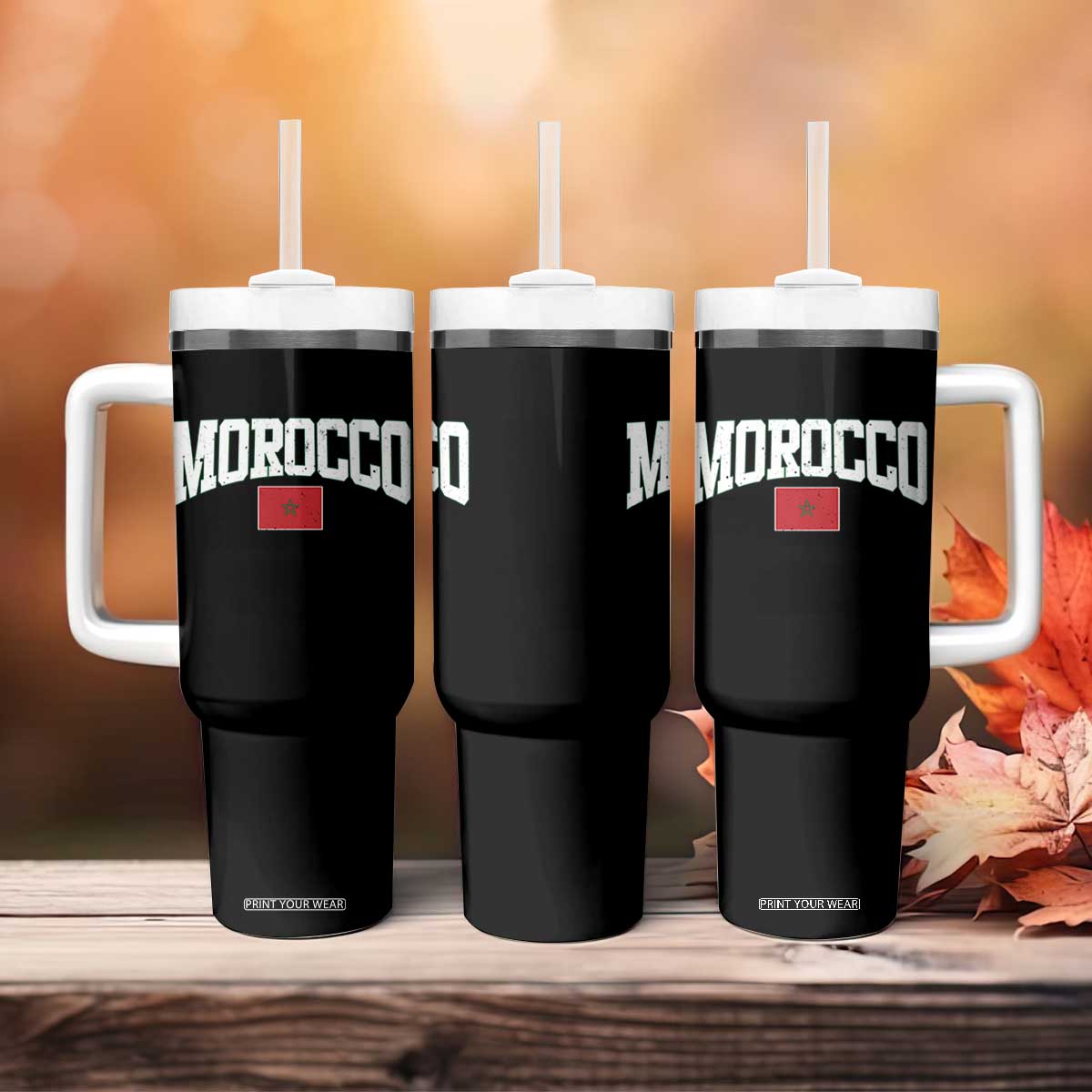 Morocco Football Throwback Design Vintage Moroccan Flag Jersey Style Tumbler With Handle TS11 Print Your Wear