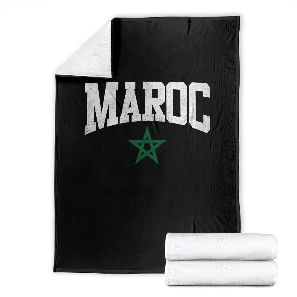 Morocco Maroc Pride Throw Blanket Moroccan Heritage Vintage Green Star TS11 Black Print Your Wear