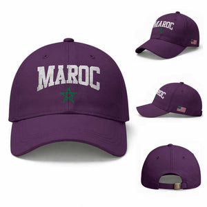 Morocco Maroc Pride Baseball Cap Moroccan Heritage Vintage Green Star TS11 Baseball Cap Universal Fit Purple Print Your Wear