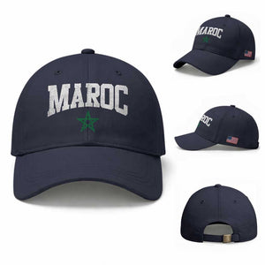 Morocco Maroc Pride Baseball Cap Moroccan Heritage Vintage Green Star TS11 Baseball Cap Universal Fit Navy Print Your Wear