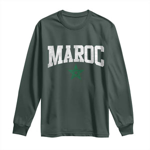 Morocco Maroc Pride Long Sleeve Shirt Moroccan Heritage Vintage Green Star TS11 Dark Forest Green Print Your Wear