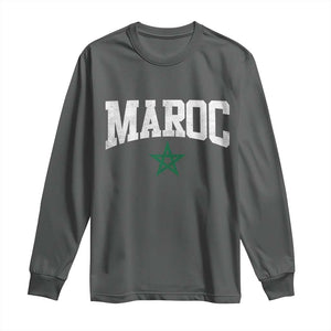 Morocco Maroc Pride Long Sleeve Shirt Moroccan Heritage Vintage Green Star TS11 Dark Heather Print Your Wear