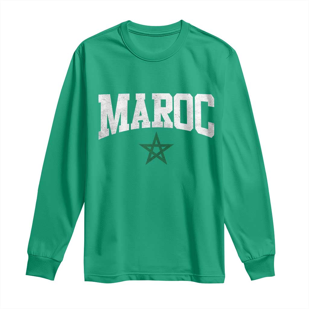 Morocco Maroc Pride Long Sleeve Shirt Moroccan Heritage Vintage Green Star TS11 Irish Green Print Your Wear