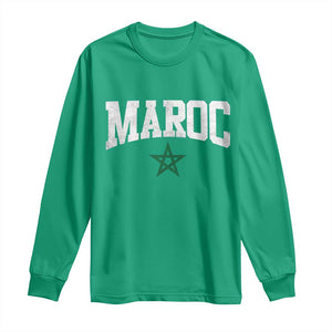 Morocco Maroc Pride Long Sleeve Shirt Moroccan Heritage Vintage Green Star TS11 Irish Green Print Your Wear