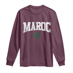 Morocco Maroc Pride Long Sleeve Shirt Moroccan Heritage Vintage Green Star TS11 Maroon Print Your Wear
