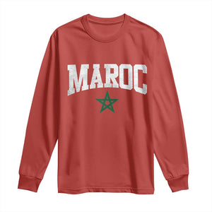 Morocco Maroc Pride Long Sleeve Shirt Moroccan Heritage Vintage Green Star TS11 Red Print Your Wear