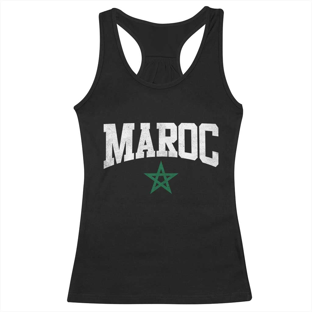 Morocco Maroc Pride Racerback Tank Top Moroccan Heritage Vintage Green Star TS11 Black Print Your Wear