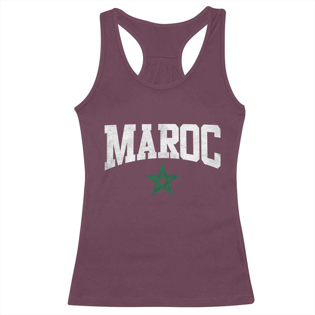 Morocco Maroc Pride Racerback Tank Top Moroccan Heritage Vintage Green Star TS11 Maroon Print Your Wear