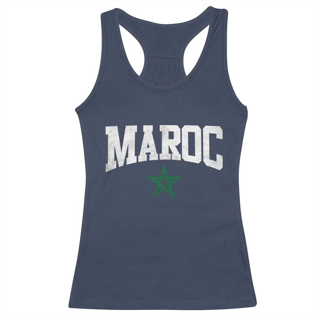Morocco Maroc Pride Racerback Tank Top Moroccan Heritage Vintage Green Star TS11 Navy Print Your Wear