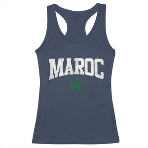 Morocco Maroc Pride Racerback Tank Top Moroccan Heritage Vintage Green Star TS11 Navy Print Your Wear