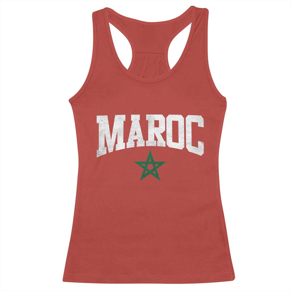 Morocco Maroc Pride Racerback Tank Top Moroccan Heritage Vintage Green Star TS11 Red Print Your Wear