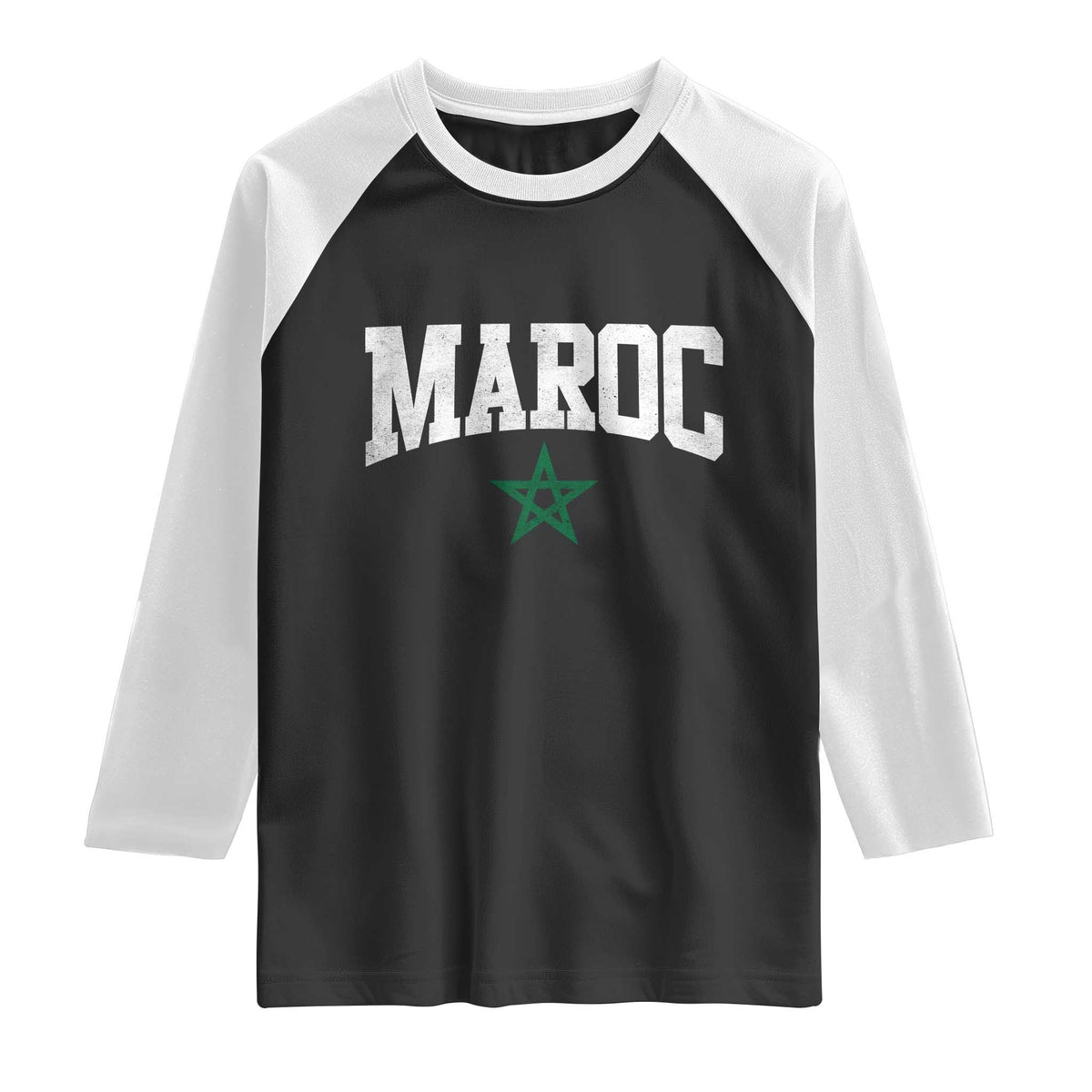 Morocco Maroc Pride Raglan Shirt Moroccan Heritage Vintage Green Star TS11 Black White Print Your Wear
