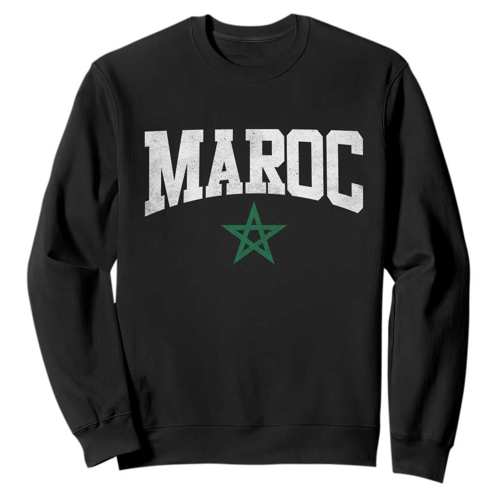 Morocco Maroc Pride Sweatshirt Moroccan Heritage Vintage Green Star TS11 Black Print Your Wear