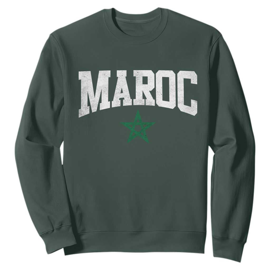 Morocco Maroc Pride Sweatshirt Moroccan Heritage Vintage Green Star TS11 Dark Forest Green Print Your Wear