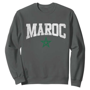 Morocco Maroc Pride Sweatshirt Moroccan Heritage Vintage Green Star TS11 Dark Heather Print Your Wear