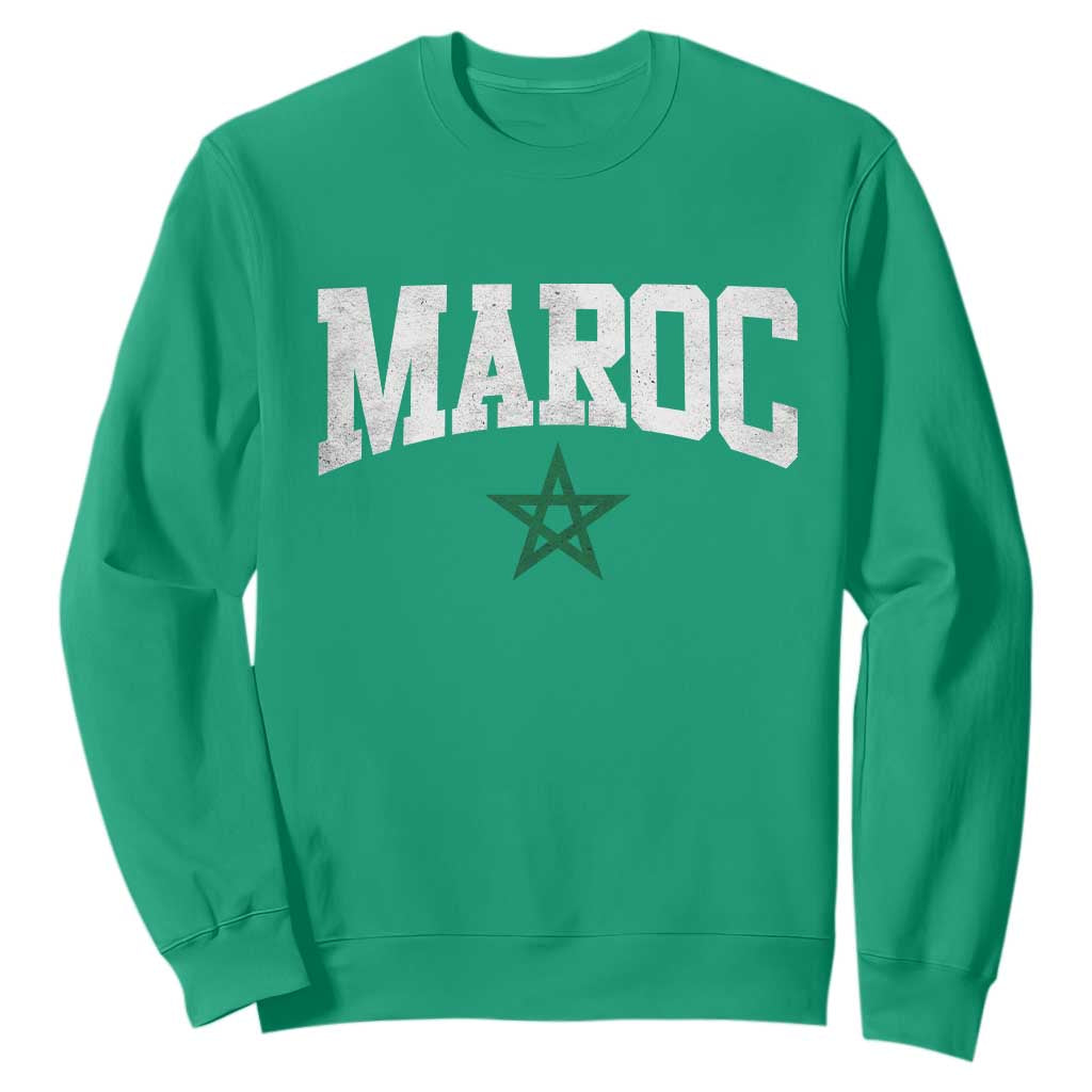 Morocco Maroc Pride Sweatshirt Moroccan Heritage Vintage Green Star TS11 Irish Green Print Your Wear