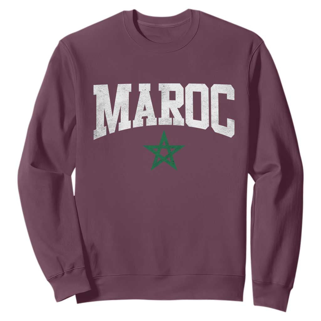 Morocco Maroc Pride Sweatshirt Moroccan Heritage Vintage Green Star TS11 Maroon Print Your Wear