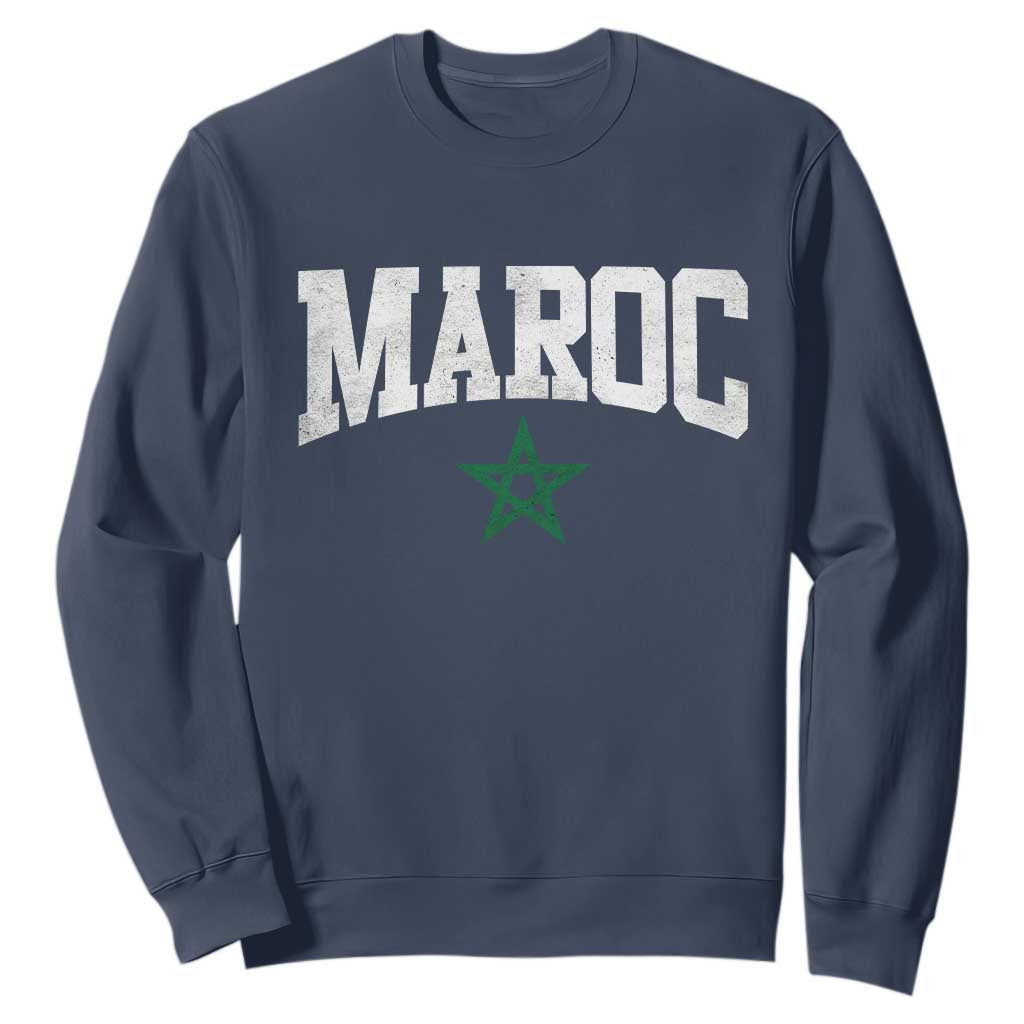 Morocco Maroc Pride Sweatshirt Moroccan Heritage Vintage Green Star TS11 Navy Print Your Wear